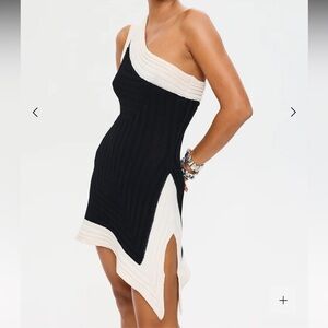 Black and White One-Shoulder Dress